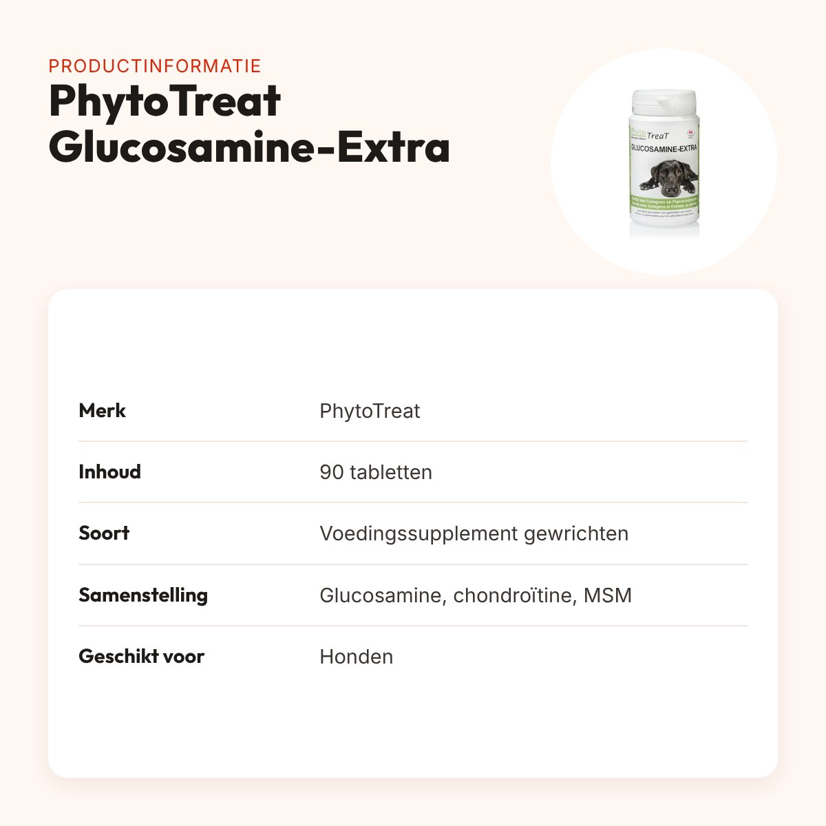PhytoTreat Glucosamine-Extra hond 90 tabletten – gewrichten – productinformatie