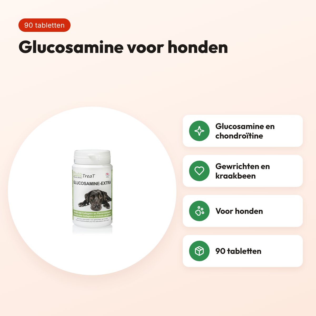 PhytoTreat Glucosamine-Extra hond 90 tabletten – gewrichten – voordelen