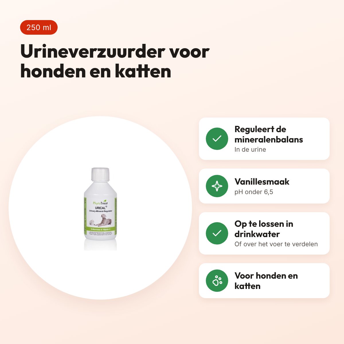 Phytotreat Urical urineverzuurder 250 ml – voor honden en katten – voordelen