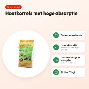 Plospan houtkorrels kattenbakvulling 20 liter (11 kg) – voordelen