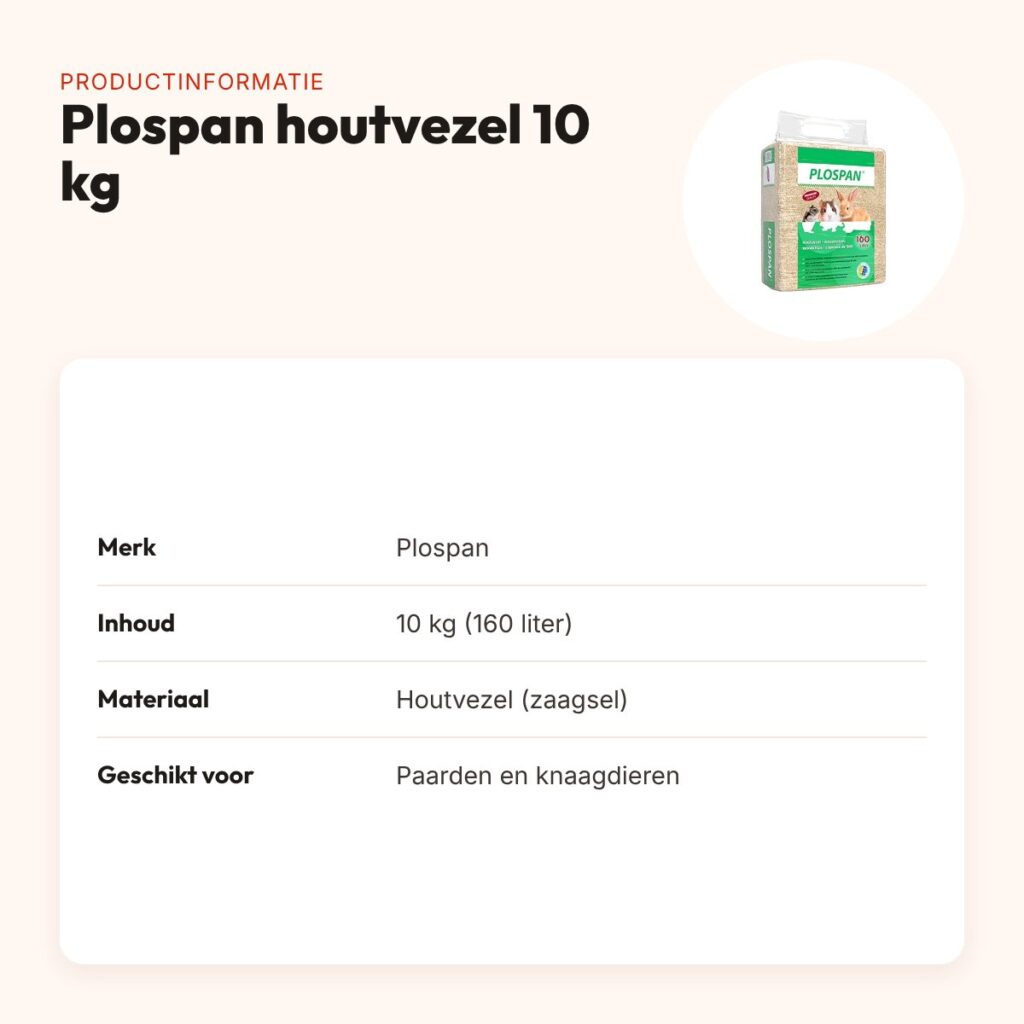 Plospan houtvezel 10 kg (160 liter) – stofarme bedding – productinformatie