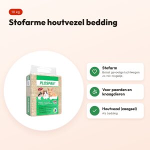 Plospan houtvezel 10 kg (160 liter) – stofarme bedding – voordelen