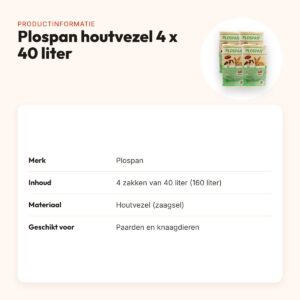 Plospan houtvezel 4 x 40 liter (160 liter) – stofarme bedding – productinformatie