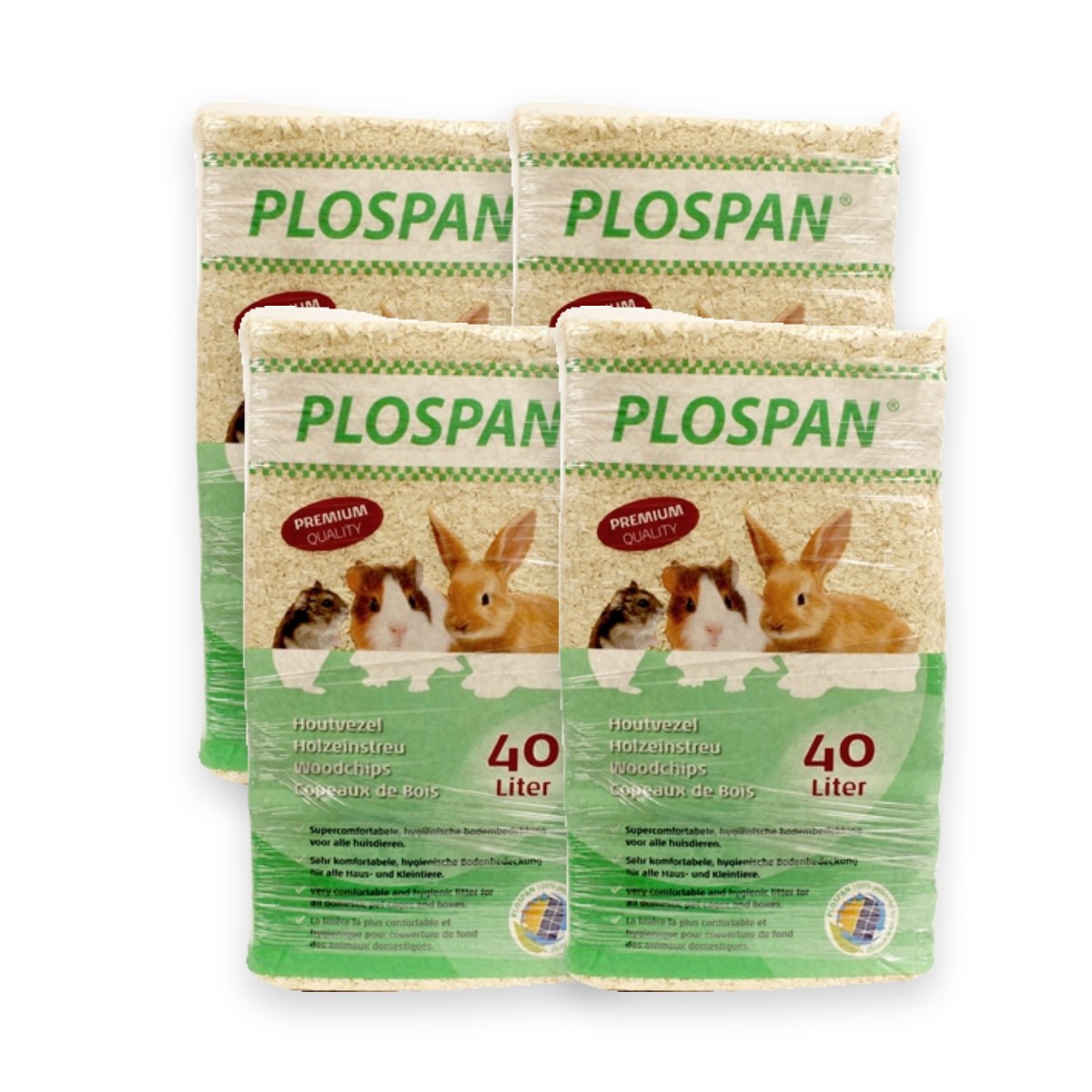 Plospan houtvezel 4 x 40 liter (160 liter) – stofarme bedding
