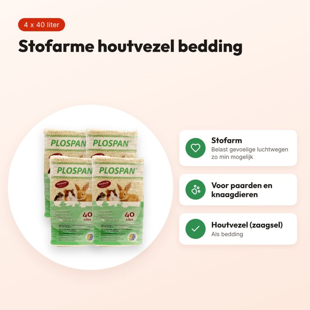 Plospan houtvezel 4 x 40 liter (160 liter) – stofarme bedding – voordelen