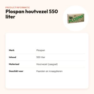 Plospan houtvezel 550 liter – stofarme bedding voor paarden en knaagdieren – productinformatie