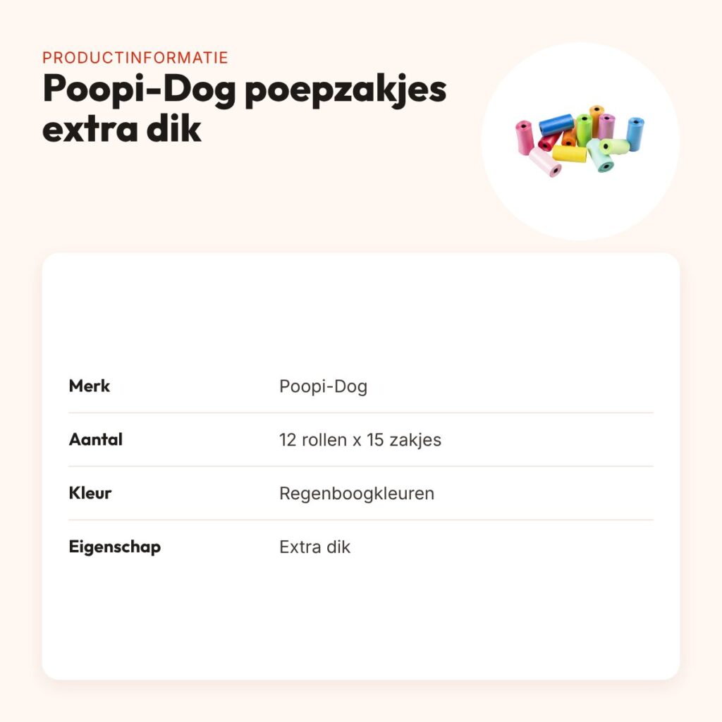 Poopi-Dog poepzakjes extra dik regenboog 12 x 15 stuks – productinformatie