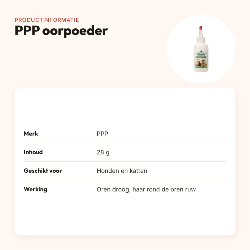PPP oorpoeder 28 g – drooghoudend, voor honden en katten – productinformatie