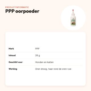 PPP oorpoeder 28 g – drooghoudend, voor honden en katten – productinformatie