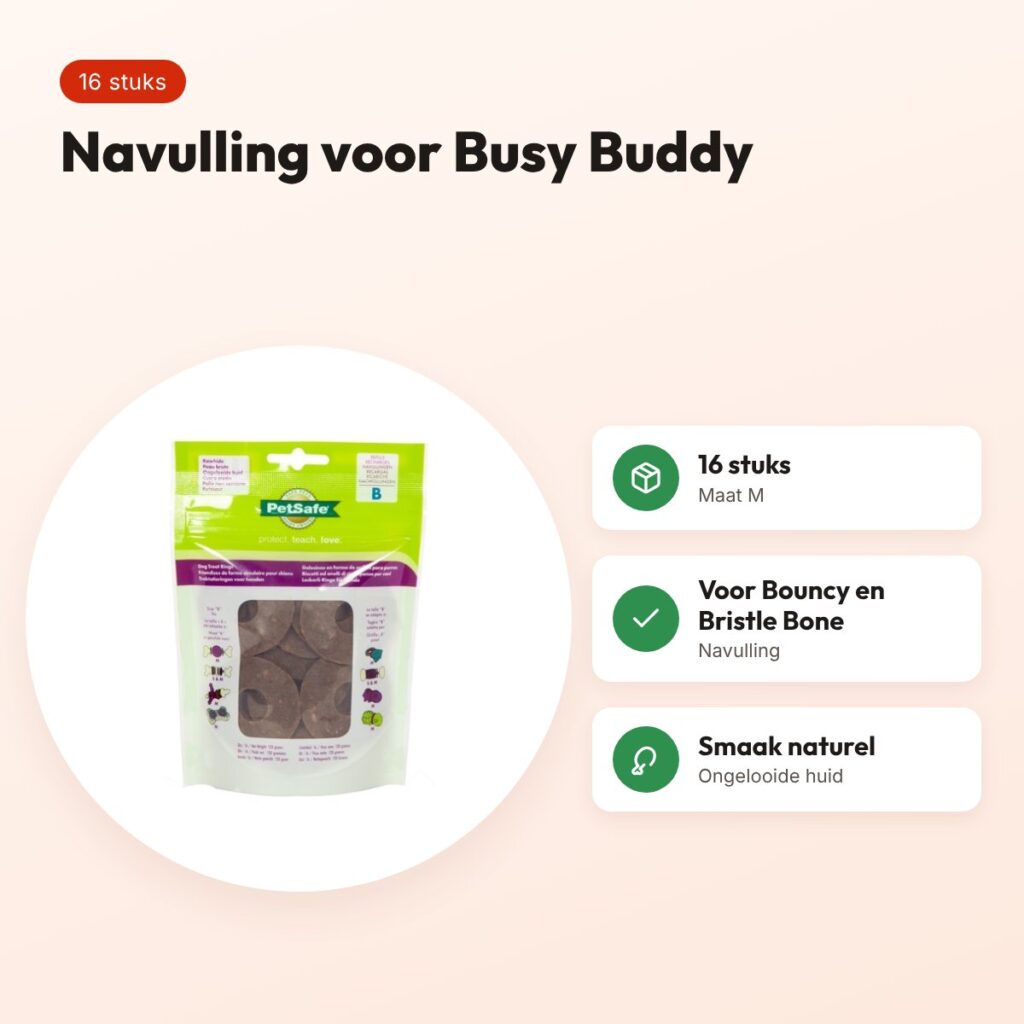 Premier Busy Buddy Ring naturel M – navulling, 16 stuks – voordelen