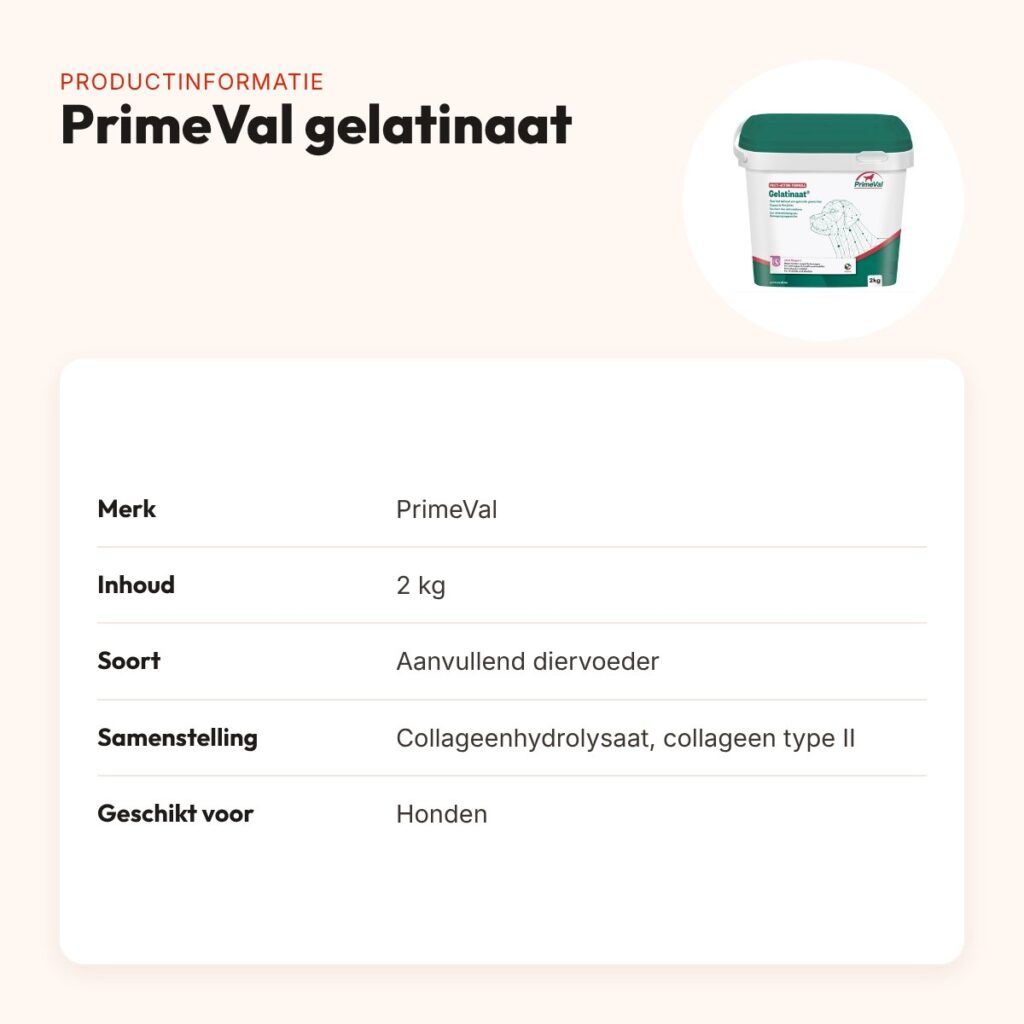PrimeVal gelatinaat hond 2 kg – collageenhydrolysaat en collageen type II – productinformatie