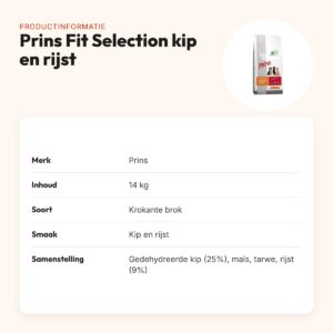 Prins hondenvoer Fit Selection kip en rijst 14 kg – krokante brokjes – productinformatie
