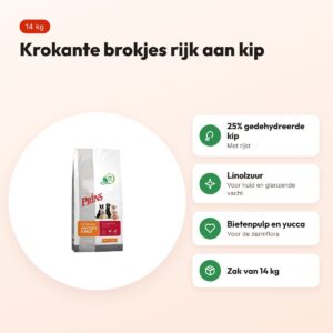 Prins hondenvoer Fit Selection kip en rijst 14 kg – krokante brokjes – voordelen