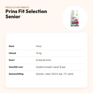 Prins hondenvoer Fit Selection Senior 15 kg – krokante brok – productinformatie