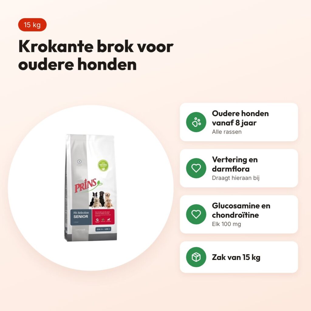 Prins hondenvoer Fit Selection Senior 15 kg – krokante brok – voordelen