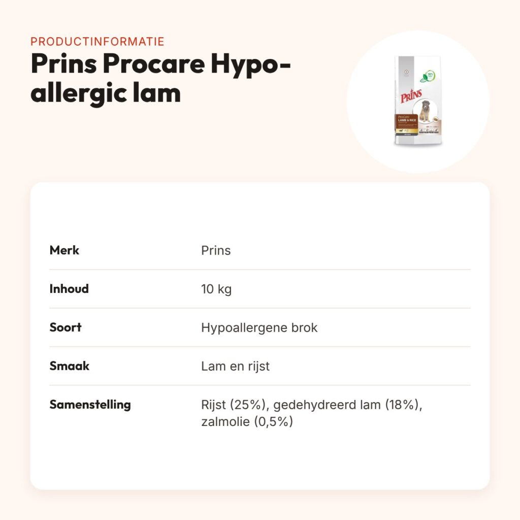 Prins hondenvoer Procare Hypo-allergic lam en rijst 10 kg – productinformatie