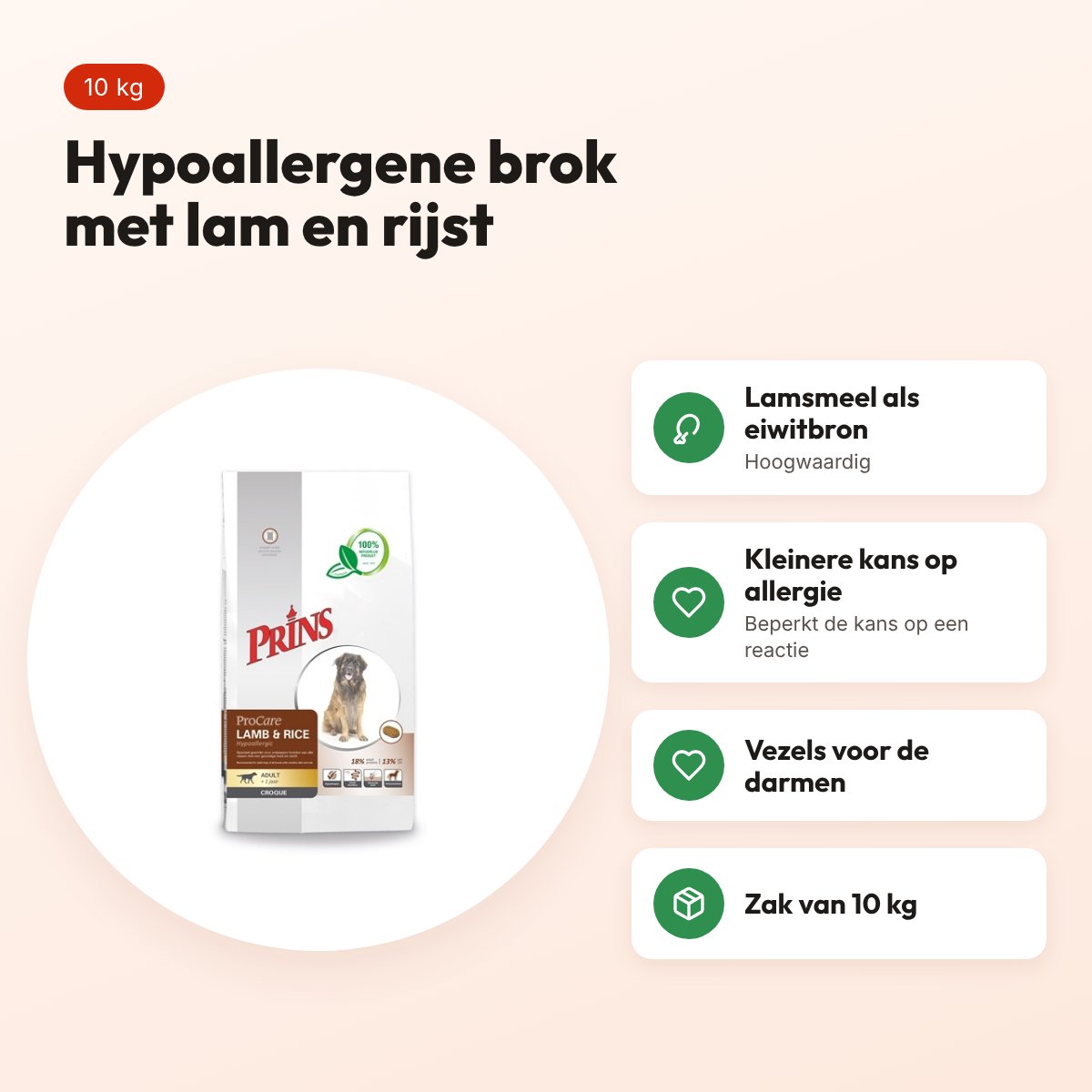 Prins hondenvoer Procare Hypo-allergic lam en rijst 10 kg – voordelen