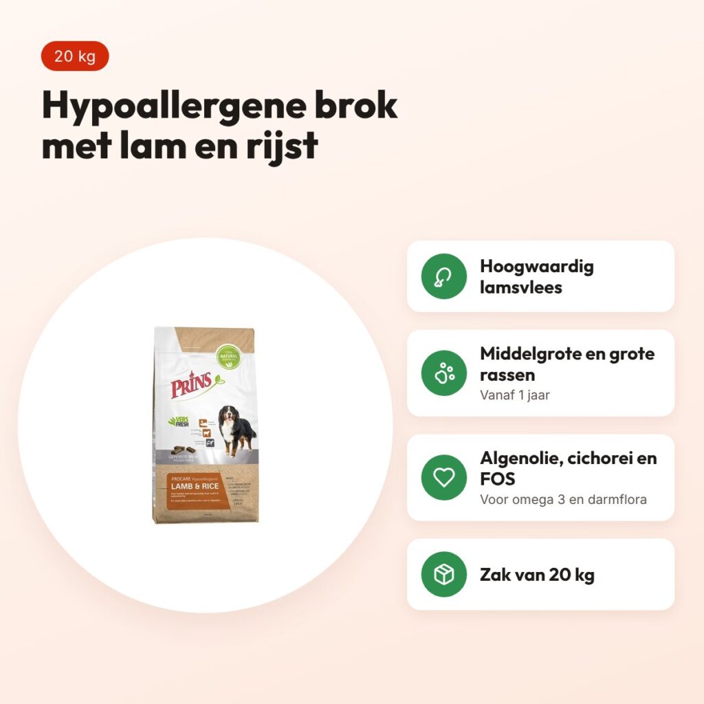 Prins hondenvoer Procare lam en rijst 20 kg – hypoallergeen – voordelen