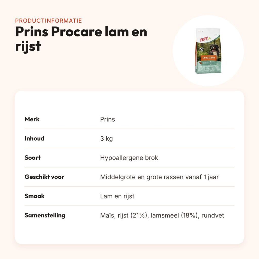 Prins hondenvoer Procare lam en rijst 3 kg – hypoallergeen – productinformatie