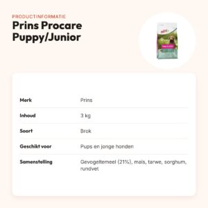 Prins hondenvoer Procare Puppy/Junior 3 kg – met prebiotica – productinformatie