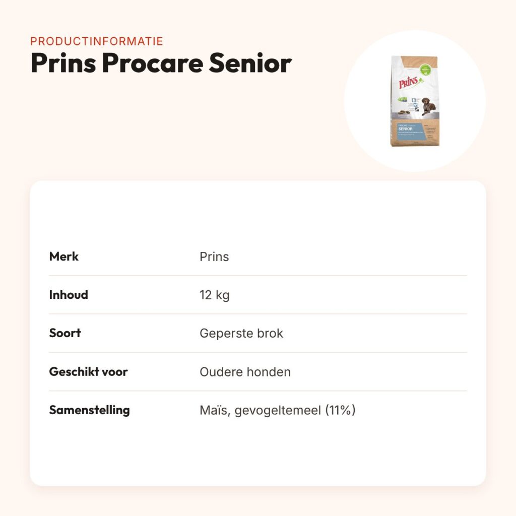 Prins hondenvoer Procare Senior 12 kg – geperst – productinformatie