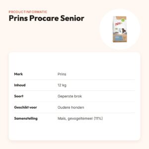 Prins hondenvoer Procare Senior 12 kg – geperst – productinformatie