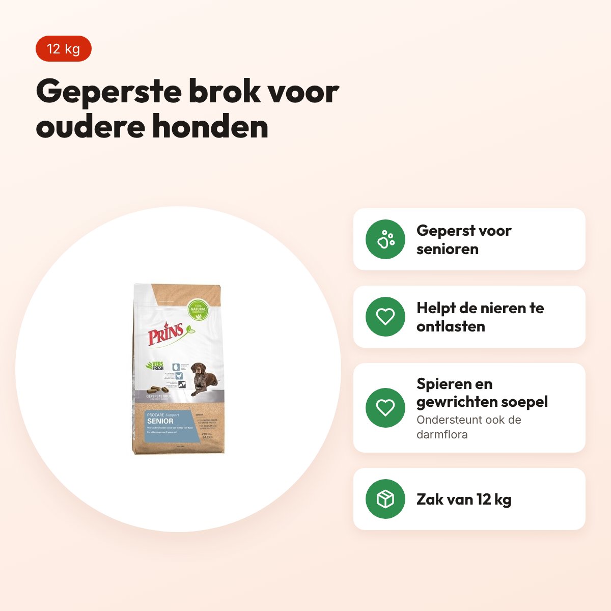 Prins hondenvoer Procare Senior 12 kg – geperst – voordelen