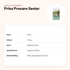 Prins hondenvoer Procare Senior 20 kg – geperst – productinformatie