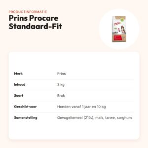 Prins hondenvoer Procare Standaard-Fit 3 kg – met algenolie – productinformatie