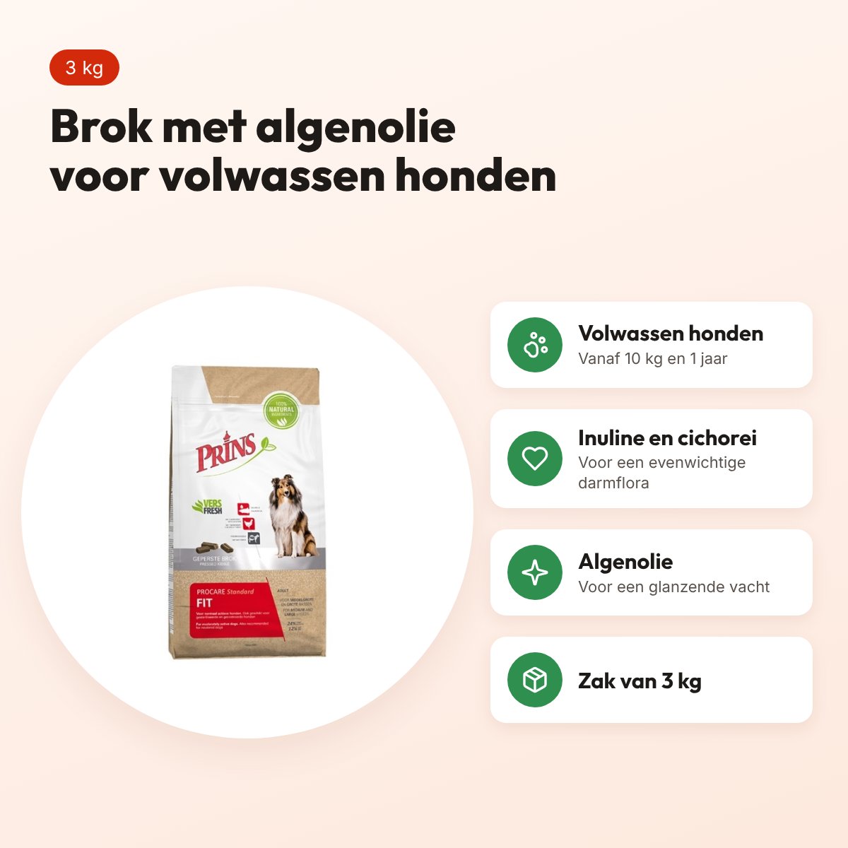 Prins hondenvoer Procare Standaard-Fit 3 kg – met algenolie – voordelen