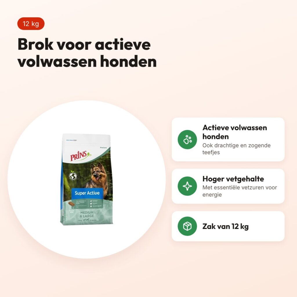 Prins hondenvoer Procare Super Active 12 kg – actieve honden – voordelen