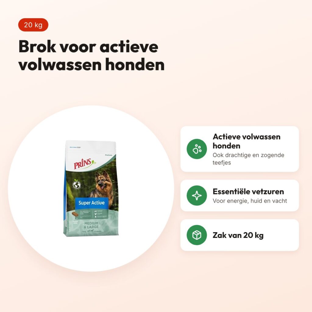 Prins hondenvoer Procare Super Active 20 kg – actieve honden – voordelen