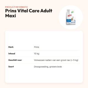 Prins kattenvoer Vital Care Adult Maxi 10 kg – grotere brok – productinformatie