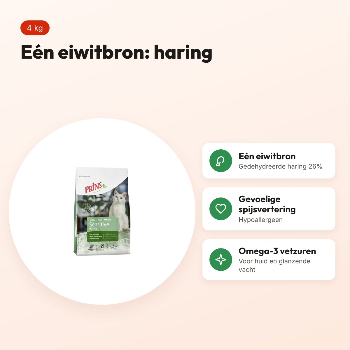Prins kattenvoer Vital Care Adult Sensitive Hypoallergeen 4 kg – voordelen