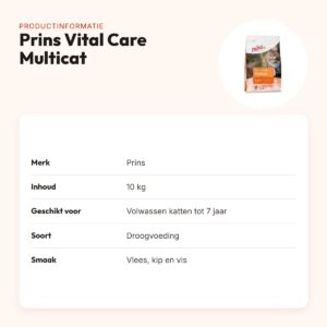 Prins kattenvoer Vital Care Multicat 10 kg – vlees, kip en vis – productinformatie
