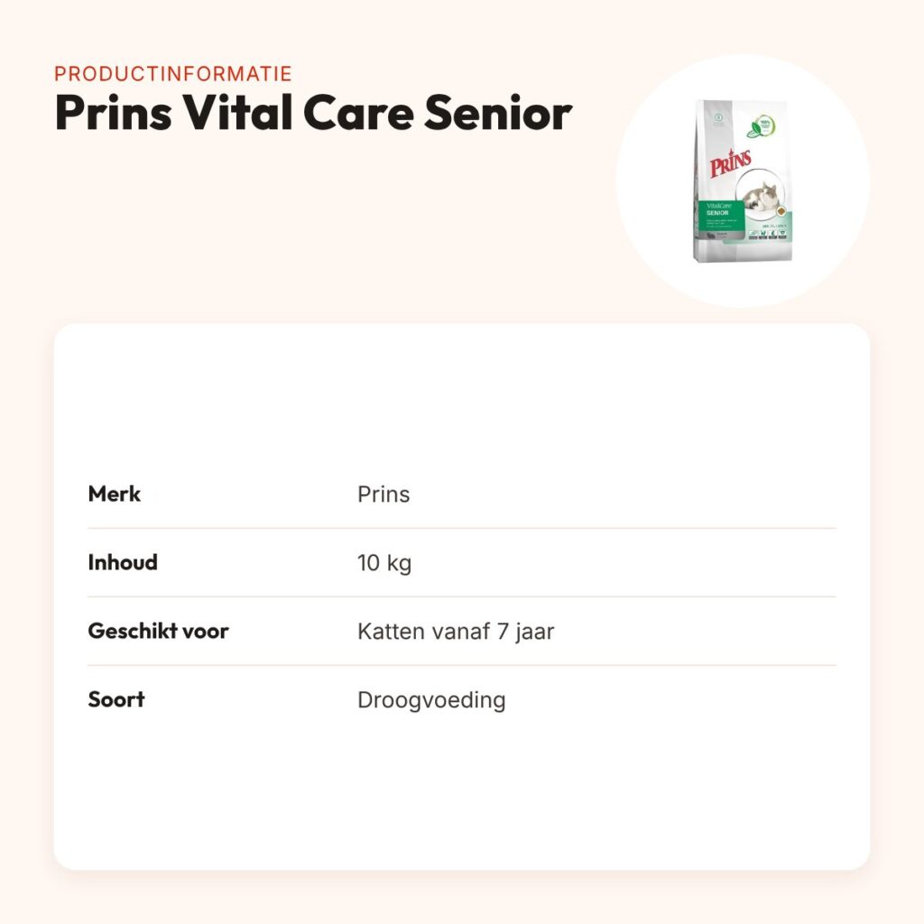 Prins kattenvoer Vital Care Senior 10 kg – voor katten vanaf 7 jaar – productinformatie