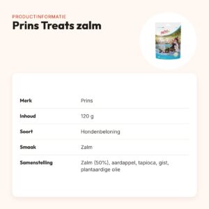 Prins Treats zalm 120 g – natuurlijke beloningssnack – productinformatie