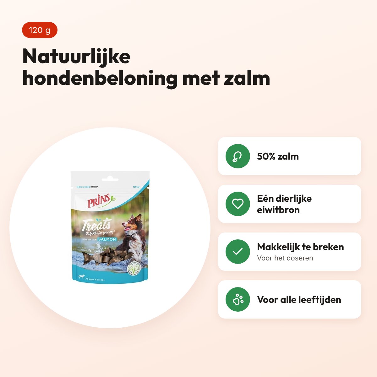 Prins Treats zalm 120 g – natuurlijke beloningssnack – voordelen