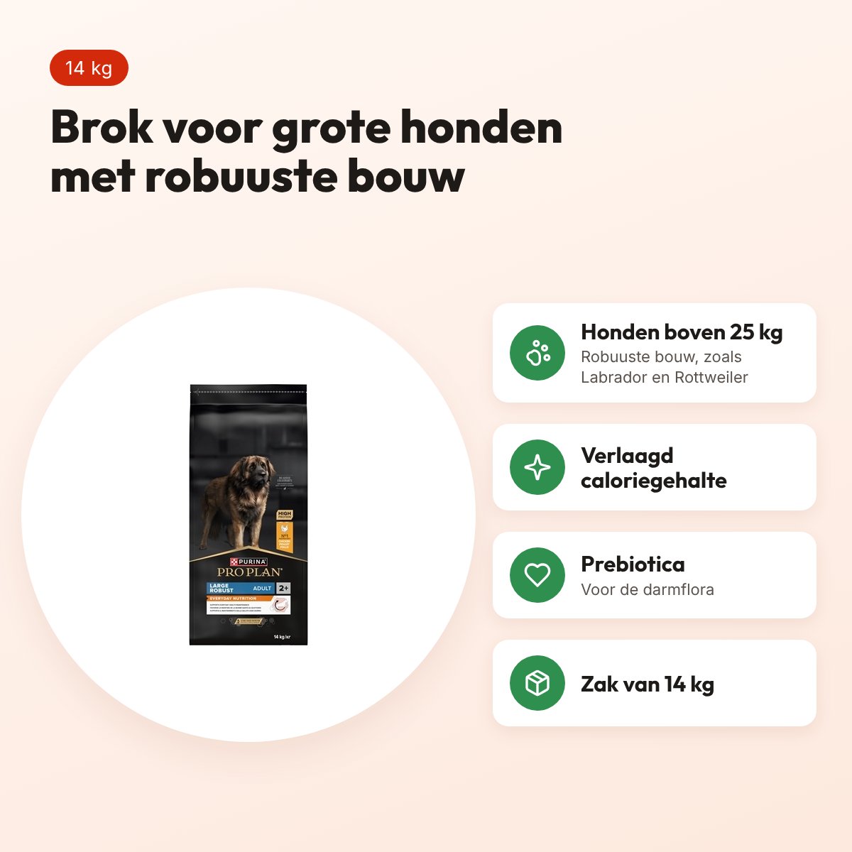 Pro Plan hondenvoer Adult Large Breed Robust kip en rijst 14 kg – voordelen