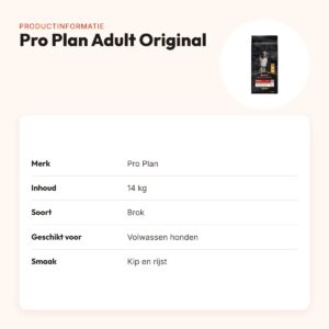 Pro Plan hondenvoer Adult Original kip en rijst 14 kg – productinformatie