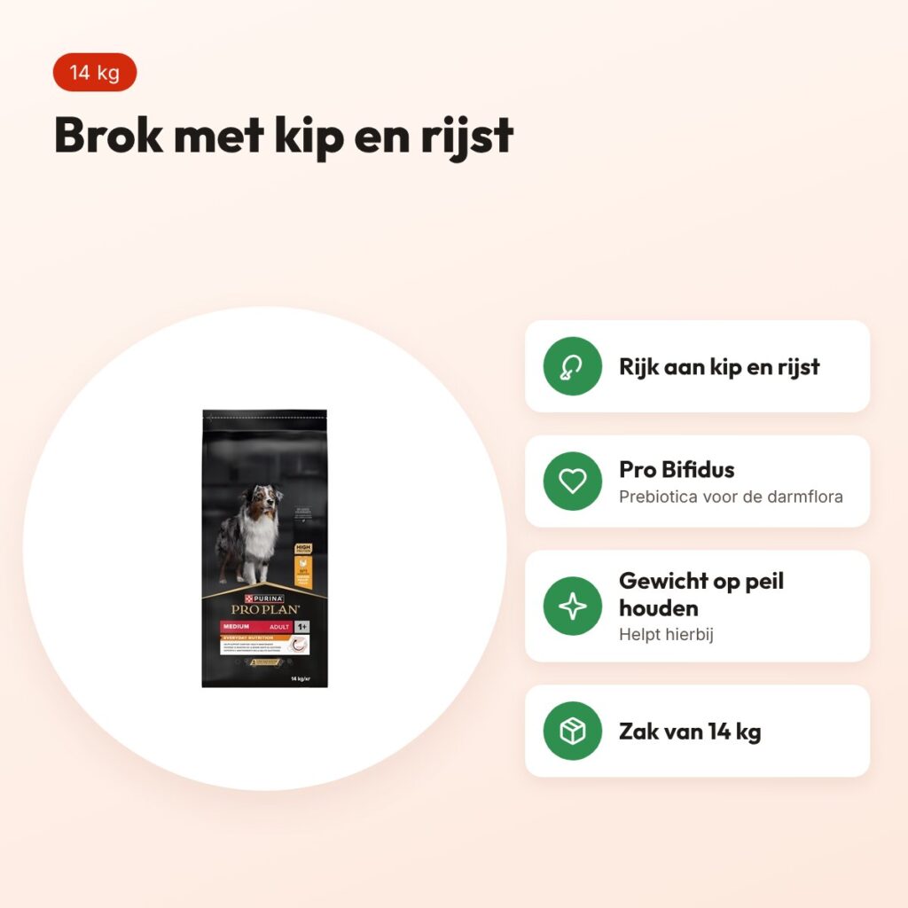 Pro Plan hondenvoer Adult Original kip en rijst 14 kg – voordelen