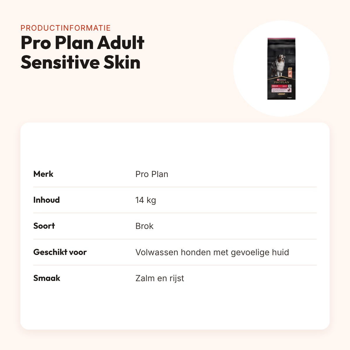 Pro Plan hondenvoer Adult Sensitive Skin zalm en rijst 14 kg – productinformatie