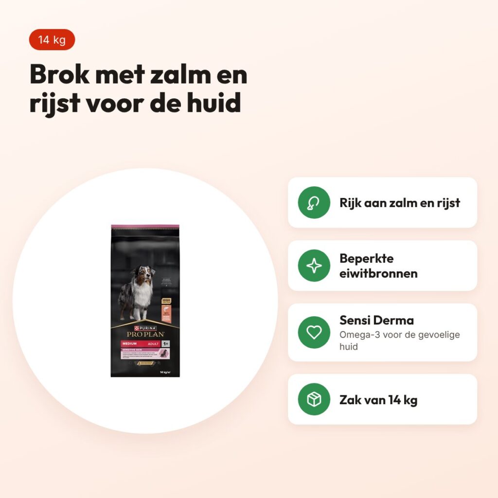 Pro Plan hondenvoer Adult Sensitive Skin zalm en rijst 14 kg – voordelen