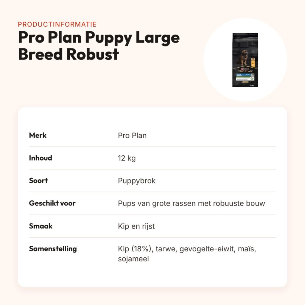 Pro Plan hondenvoer Puppy Large Breed Robust kip en rijst 12 kg – productinformatie