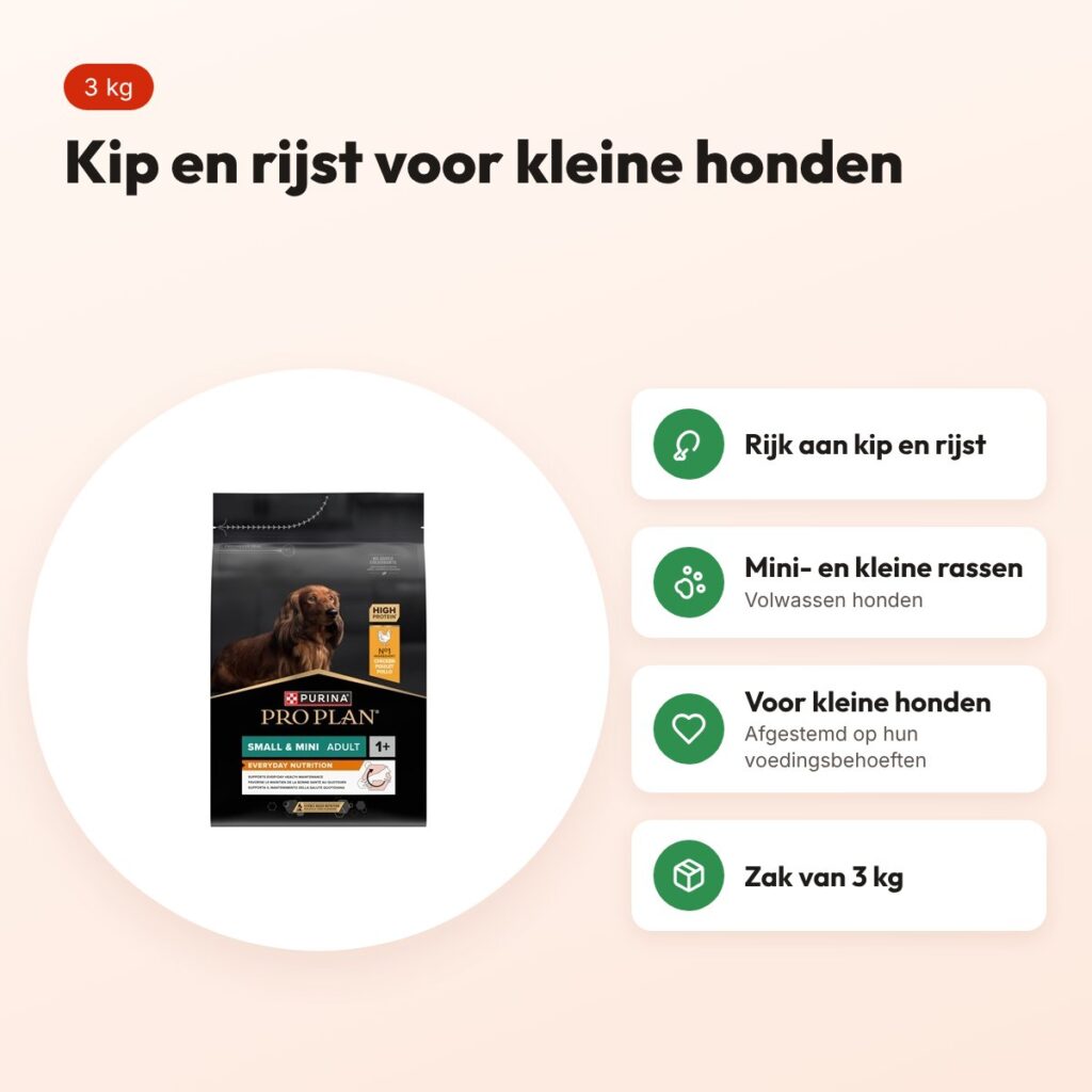 Pro Plan hondenvoer Small & Mini Adult kip en rijst 3 kg – voordelen