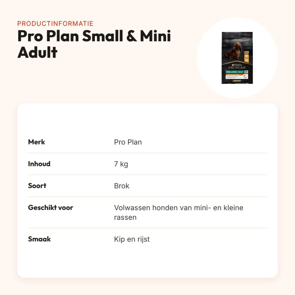 Pro Plan hondenvoer Small & Mini Adult kip en rijst 7 kg – productinformatie