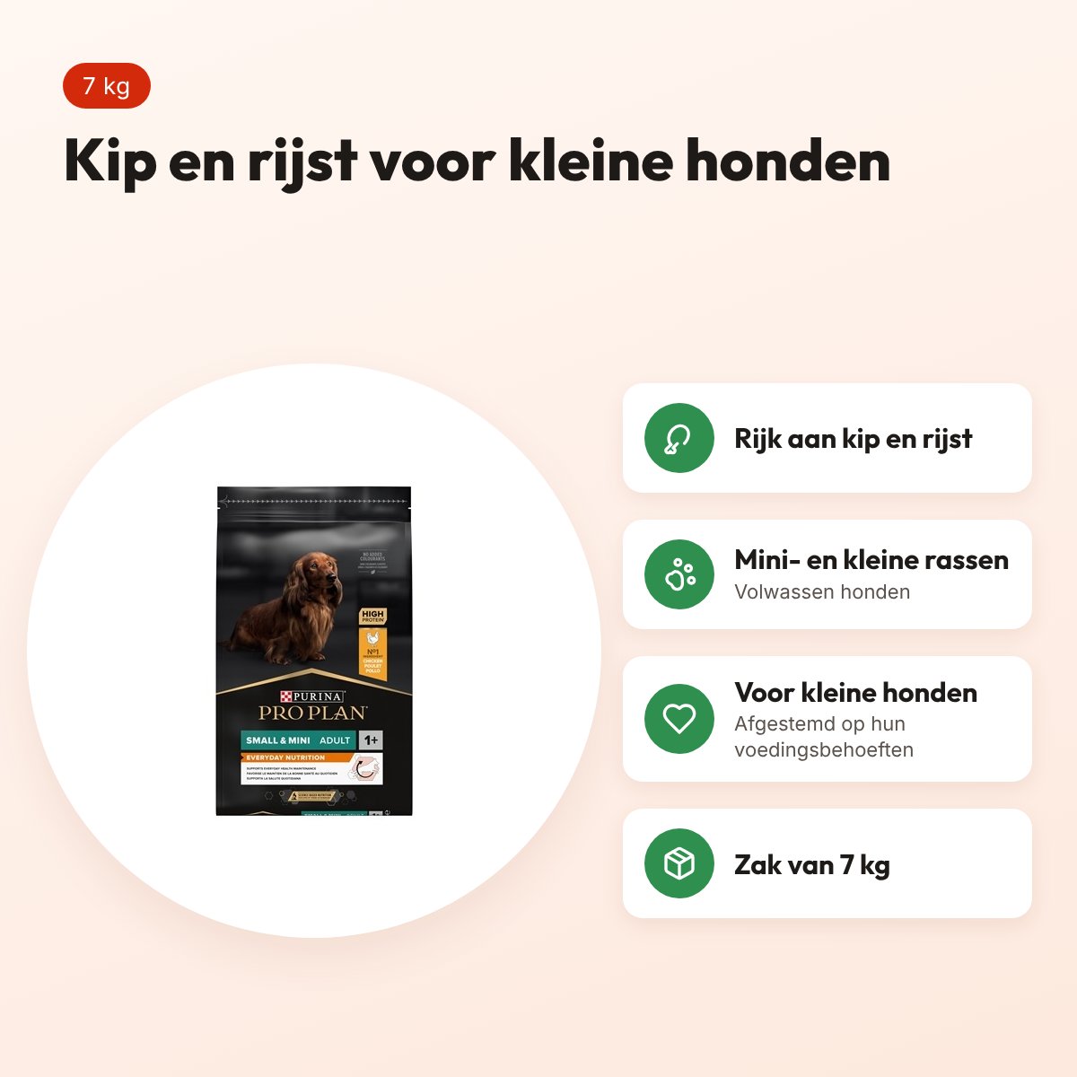 Pro Plan hondenvoer Small & Mini Adult kip en rijst 7 kg – voordelen