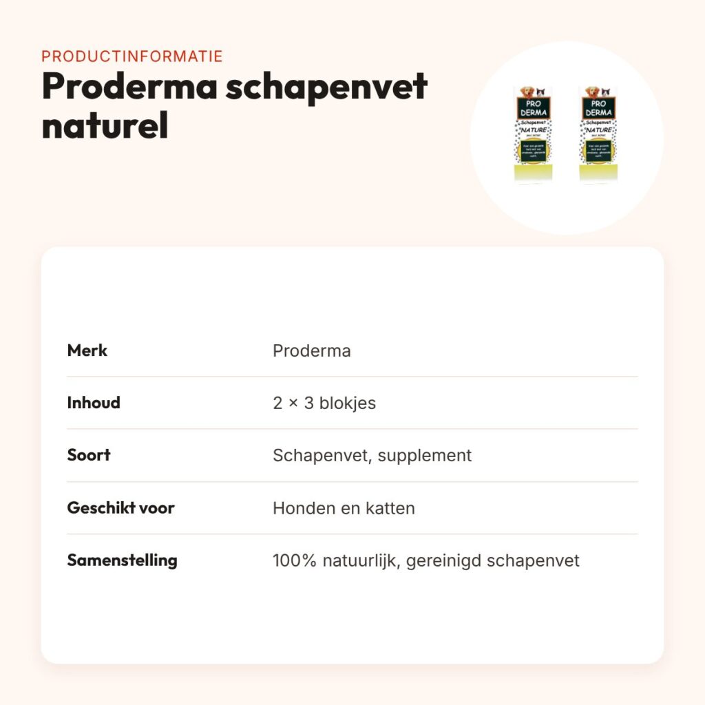 Proderma schapenvet naturel blokjes hond en kat – multipack 2 x 3 stuks – productinformatie
