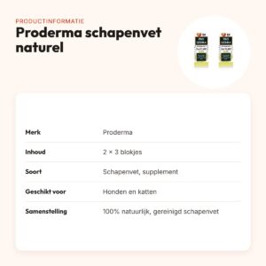 Proderma schapenvet naturel blokjes hond en kat – multipack 2 x 3 stuks – productinformatie
