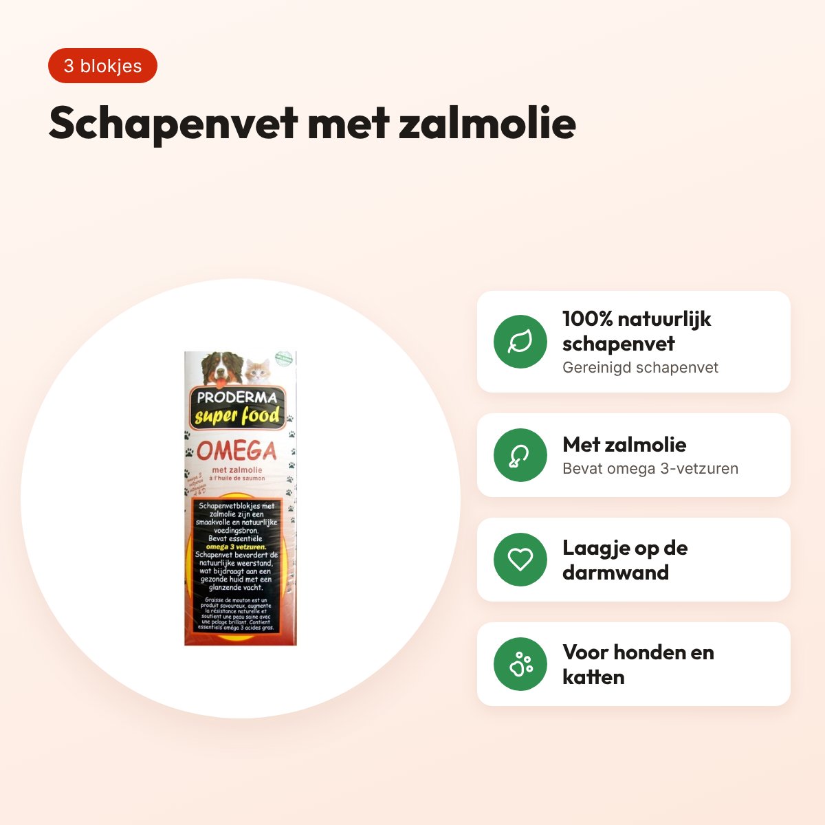 Proderma schapenvet omega met zalmolie 3 stuks – hond en kat – voordelen